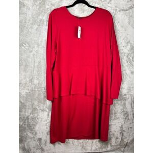 J.Jill Wearever Collection Red Long Sleeve Peplum Dress Size L